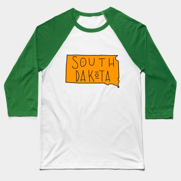 The State of South Dakota - Orange Baseball T-Shirt by loudestkitten